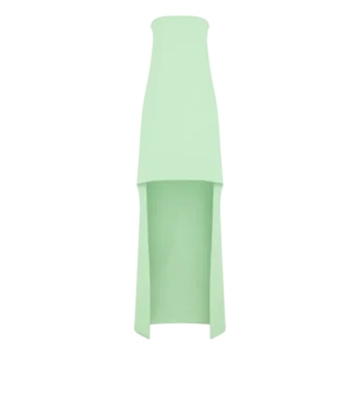 Abito da cocktail asimmetrico senza spalline in doppio georgette di seta elasticizzata