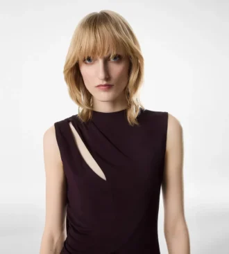 Abito da cocktail con dettagli cut-out e sciarpa