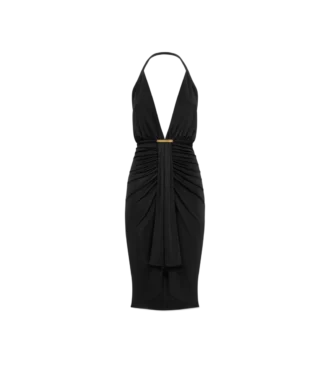 Abito da cocktail con scollo a V e drappeggio sul davanti