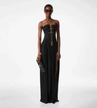 Abito da sera con coulisse e dettagli cut-out
