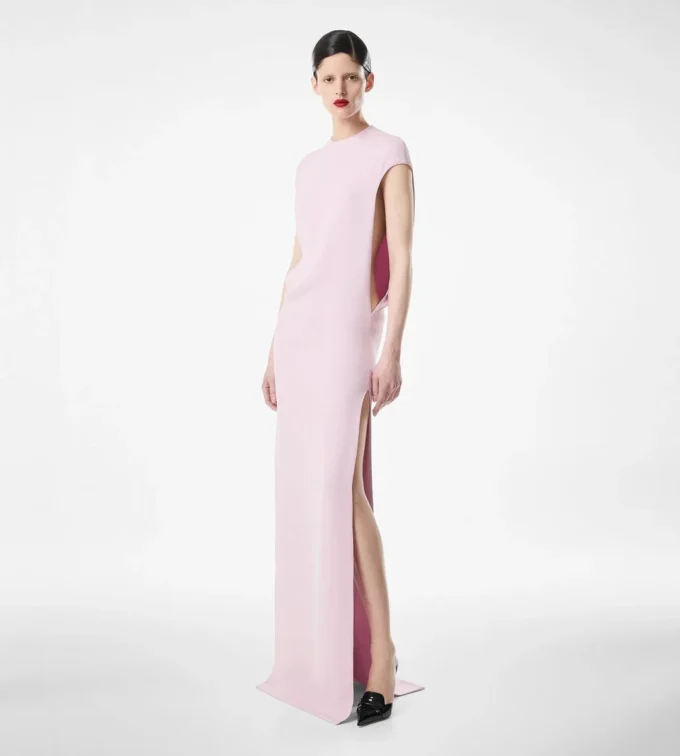 Abito da sera in doppio georgette di seta elasticizzato Abito da sera in doppio georgette di seta elasticizzato