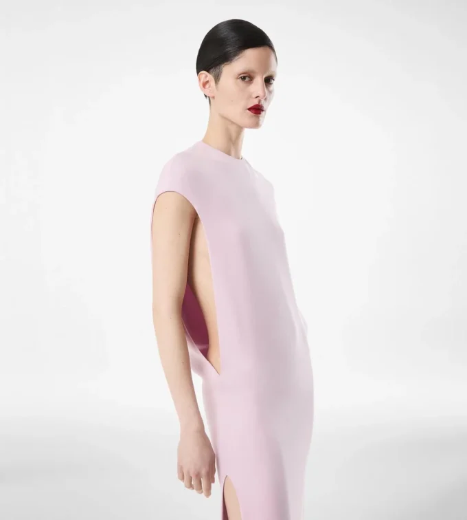 Abito da sera in doppio georgette di seta elasticizzato Abito da sera in doppio georgette di seta elasticizzato