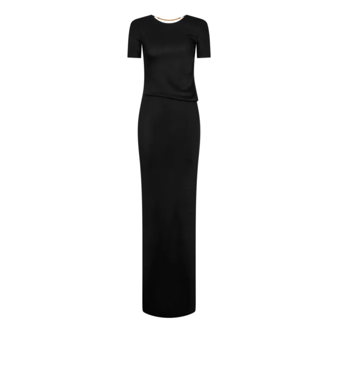 Abito lungo con cut-out e chiusura a catena Abito lungo con cut-out e chiusura a catena