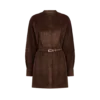 Abito mini con cintura in pelle di agnello pieno fiore