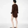 Abito mini con cintura in pelle di agnello pieno fiore