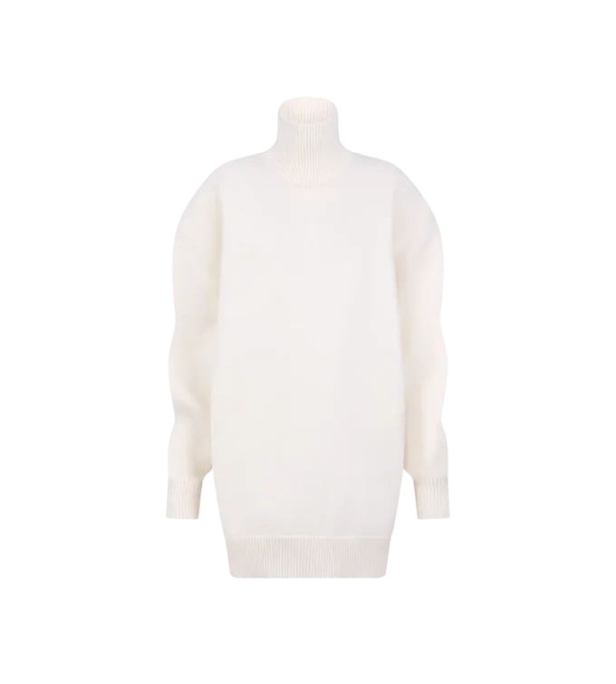 Abito scultoreo oversize con collo alto in misto merino Abito scultoreo oversize con collo alto in misto merino
