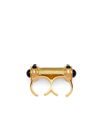 Anello con cabochon in ottone e cristallo