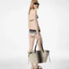 Borsa tote grande in jacquard a righe Borsa tote grande in jacquard a righe