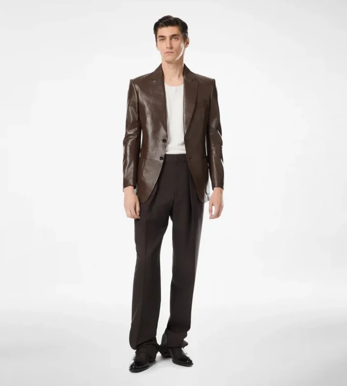 Blazer sartoriale in morbida nappa plongé
