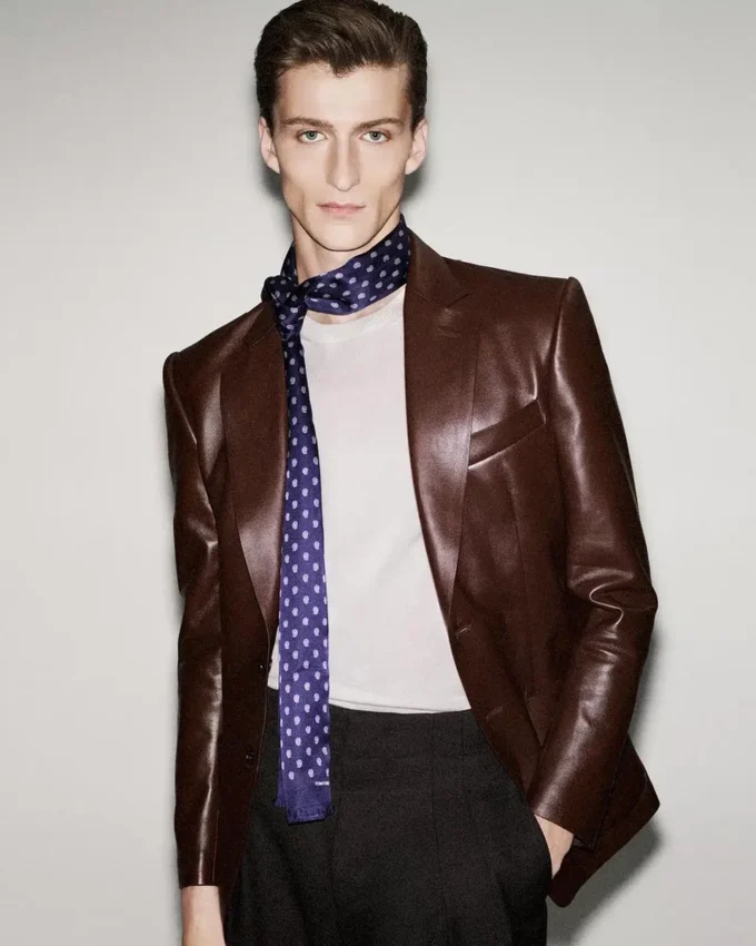 Blazer sartoriale in morbida nappa plongé