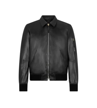 Blouson con collo in morbida nappa plonge