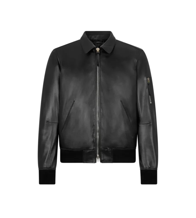 Blouson con collo in morbida nappa plonge