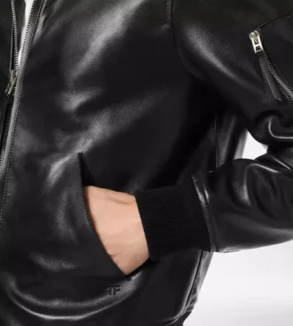 Blouson con collo in morbida nappa plonge