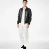 Blouson con collo in morbida nappa plonge