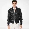Blouson con collo in morbida nappa plonge