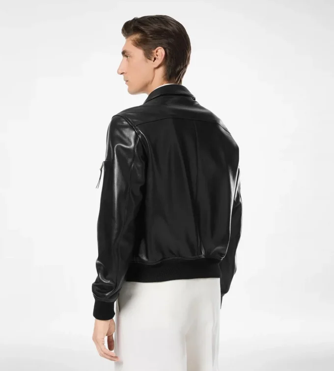 Blouson con collo in morbida nappa plonge