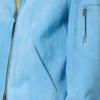 Blouson con collo in pelle scamosciata di cashmere