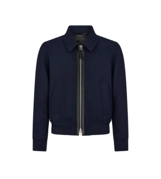Blouson con collo in twill double face