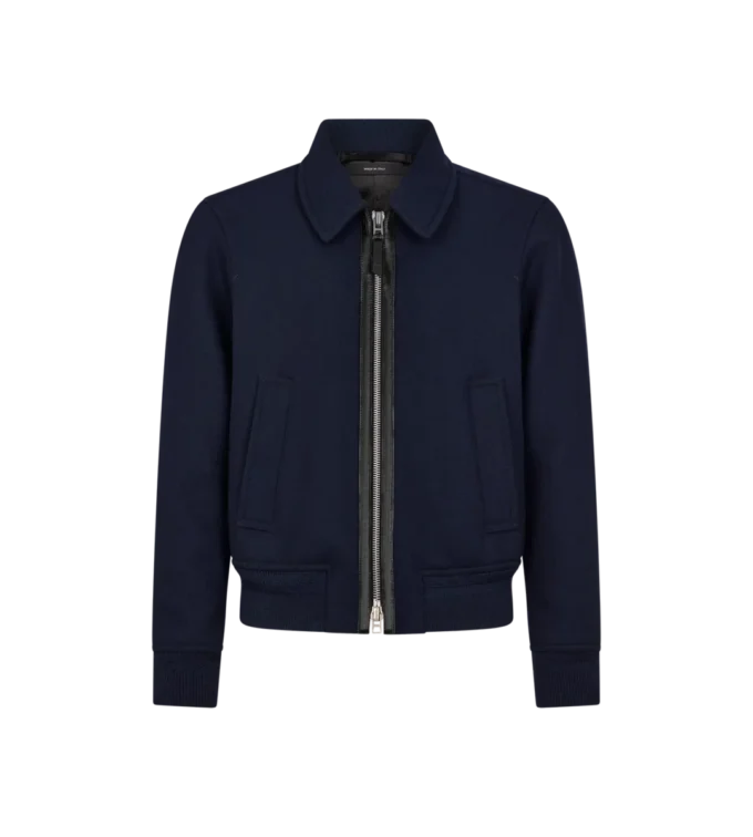 Blouson con collo in twill double face Blouson con collo in twill double face