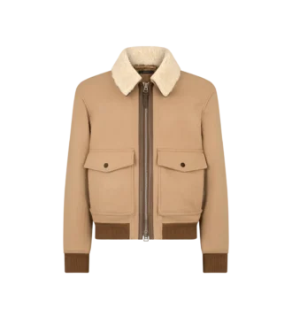 Blouson con doppio collo in shearling divisibile