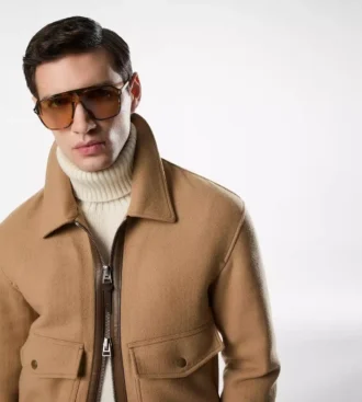 Blouson con doppio collo in shearling divisibile