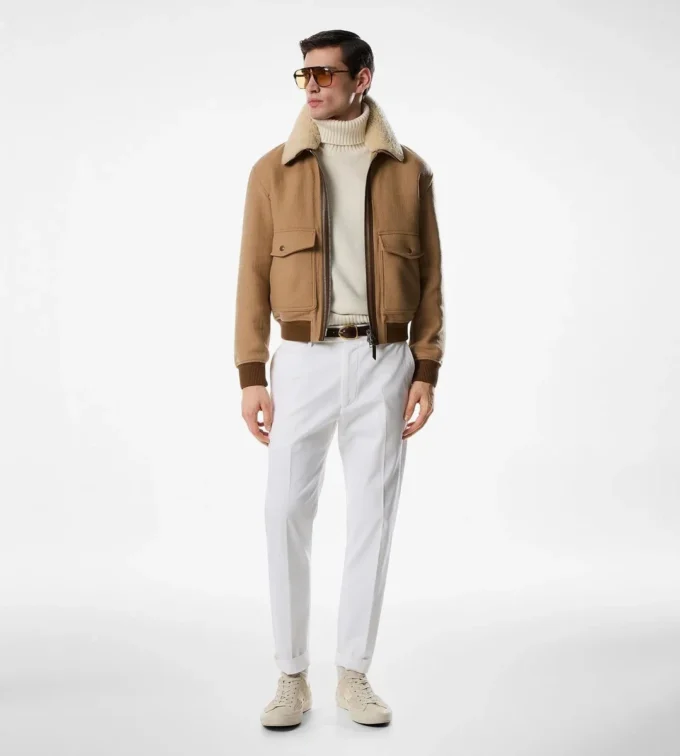 Blouson con doppio collo in shearling divisibile