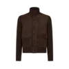 Blouson in pelle scamosciata con parte frontale in lana merino
