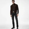 Blouson in pelle scamosciata con parte frontale in lana merino