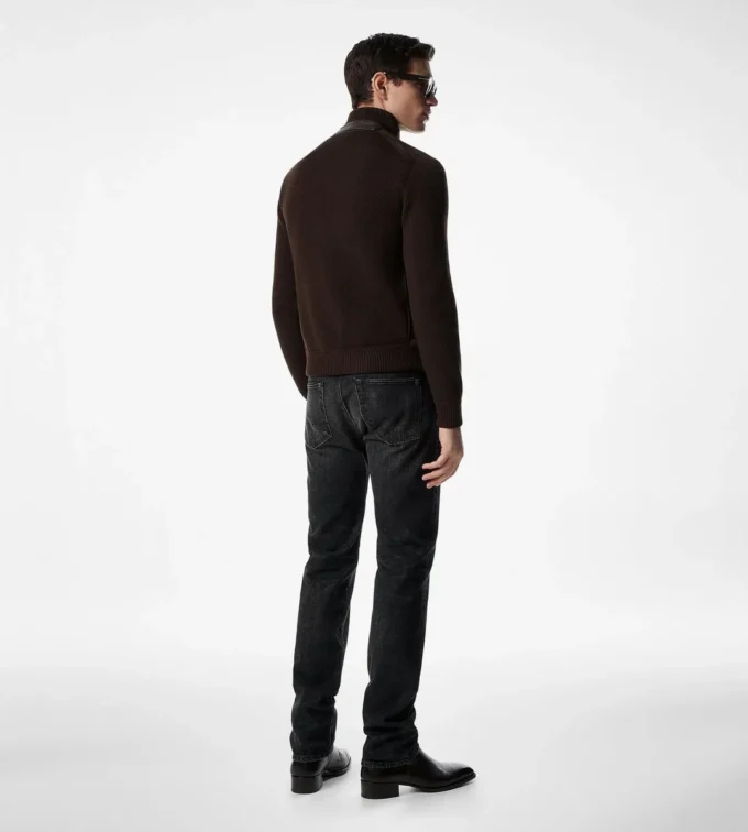 Blouson in pelle scamosciata con parte frontale in lana merino