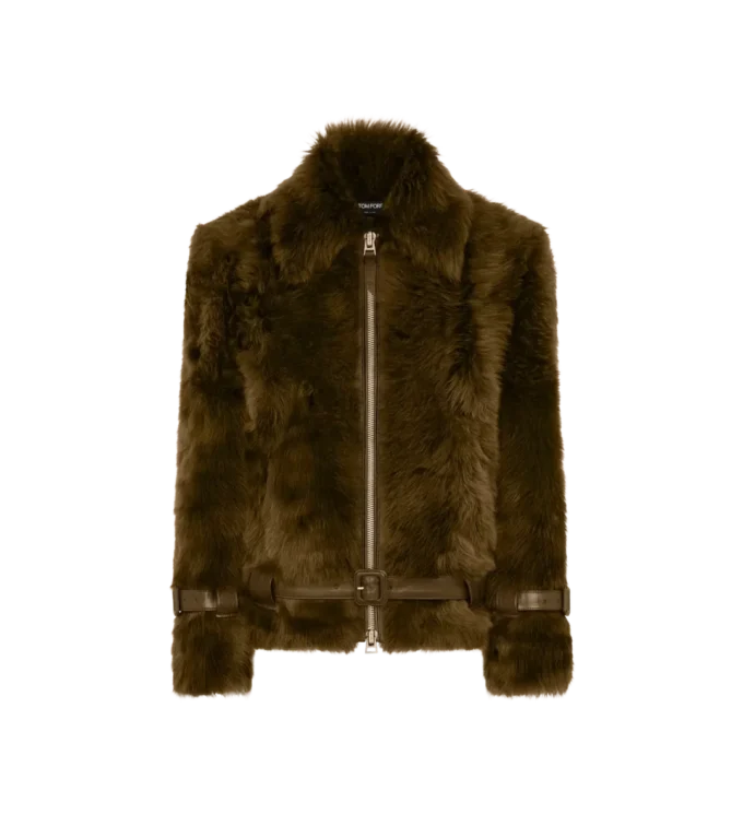 Blouson in shearling con dettagli in pelle Blouson in shearling con dettagli in pelle