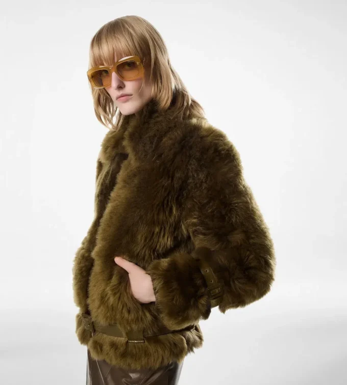 Blouson in shearling con dettagli in pelle Blouson in shearling con dettagli in pelle