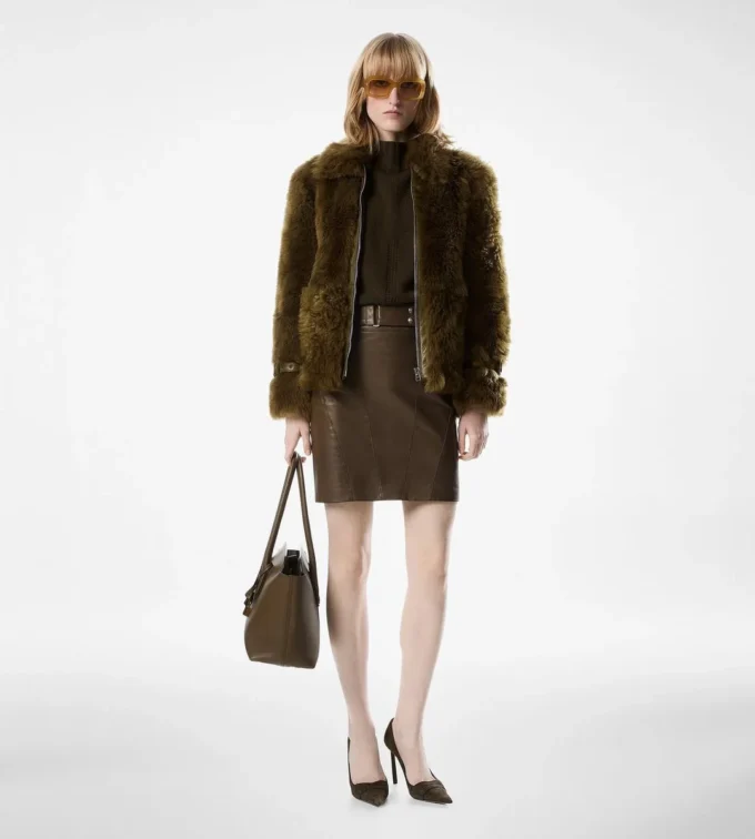 Blouson in shearling con dettagli in pelle Blouson in shearling con dettagli in pelle