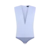 Body con scollo a V in lana leggera double face Body con scollo a V in lana leggera double face