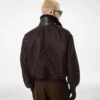 Bomber da volo con collo in shearling di nylon Bomber da volo con collo in shearling di nylon