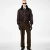 Bomber da volo con collo in shearling di nylon Bomber da volo con collo in shearling di nylon