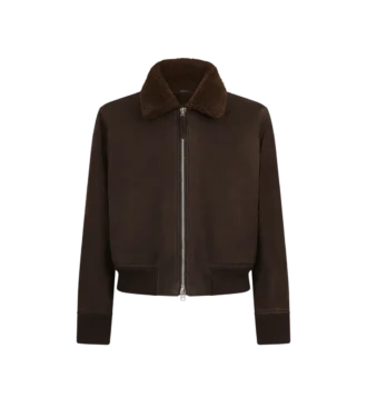 Bomber da volo in nubuck shearling