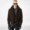 Bomber da volo in nubuck shearling