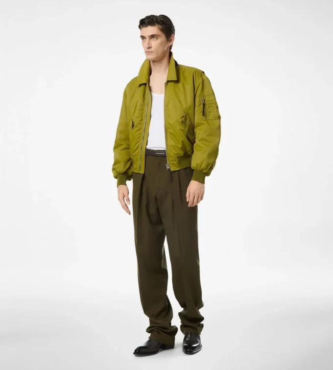Bomber da volo in nylon satinato