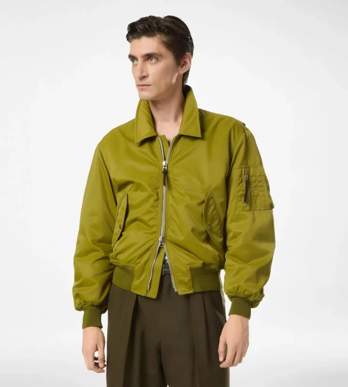Bomber da volo in nylon satinato