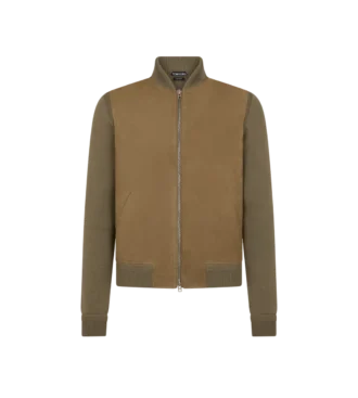 Bomber in nubuck con parte frontale in merino