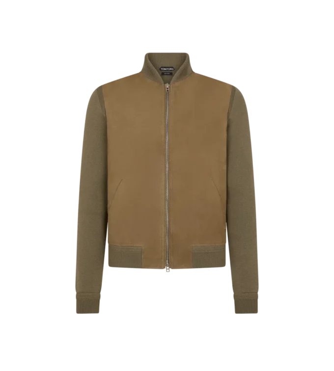 Bomber in nubuck con parte frontale in merino
