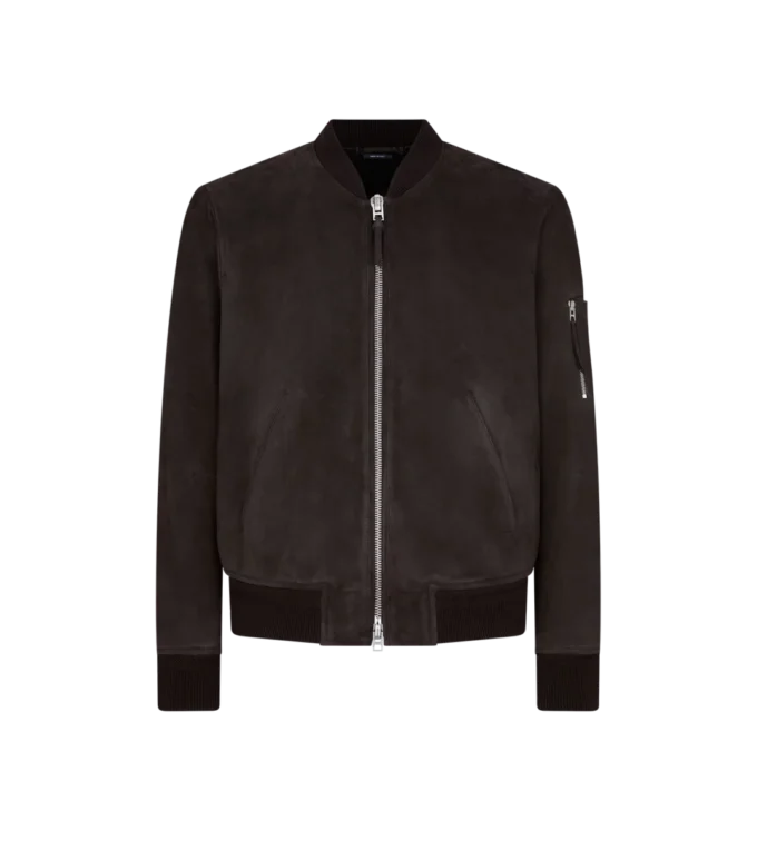 Bomber in pelle scamosciata leggera