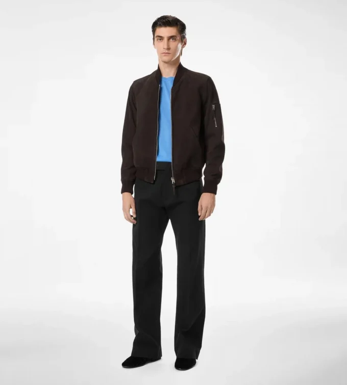 Bomber in pelle scamosciata leggera