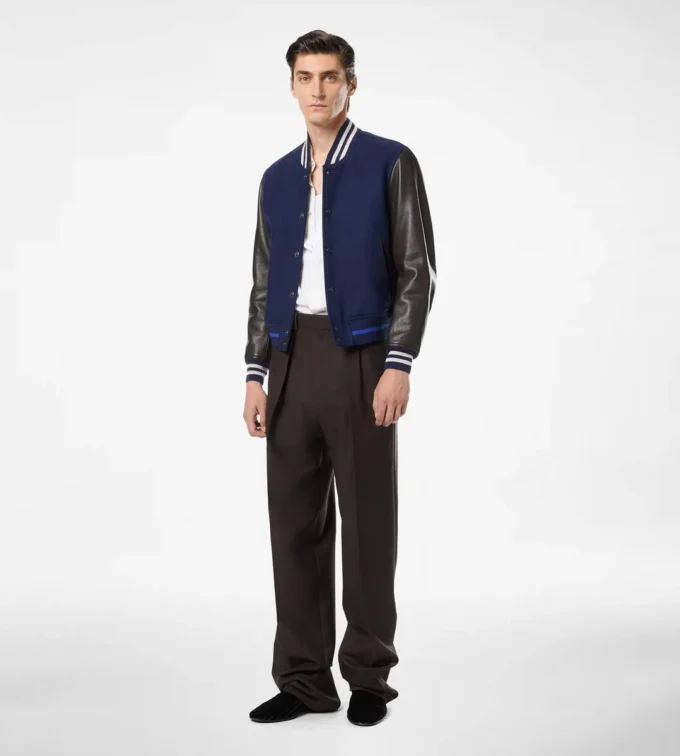 Bomber Varsity con maniche in pelle