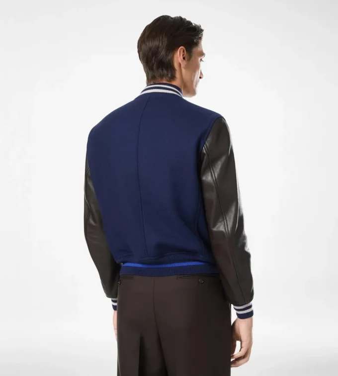 Bomber Varsity con maniche in pelle