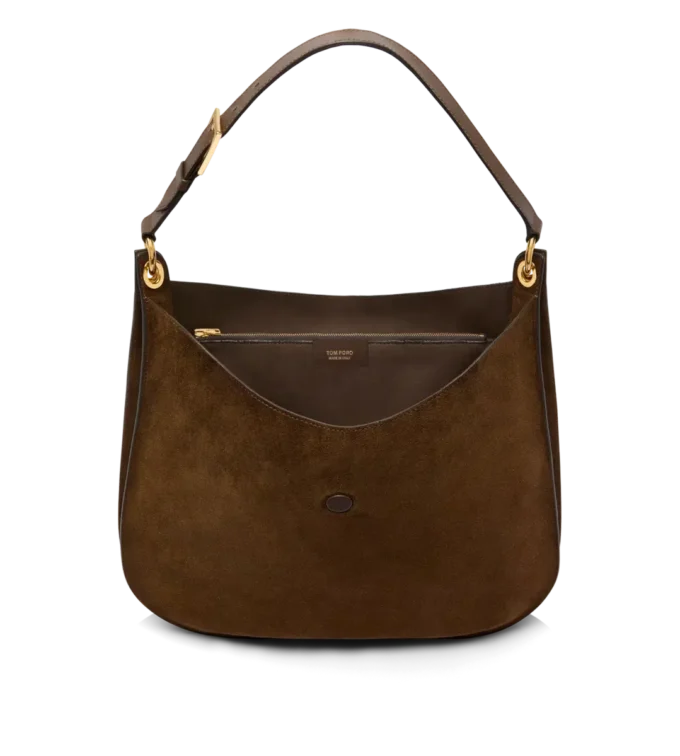 Borsa a tracolla grande Tara in pelle scamosciata e pelle liscia Borsa a tracolla grande Tara in pelle scamosciata e pelle liscia
