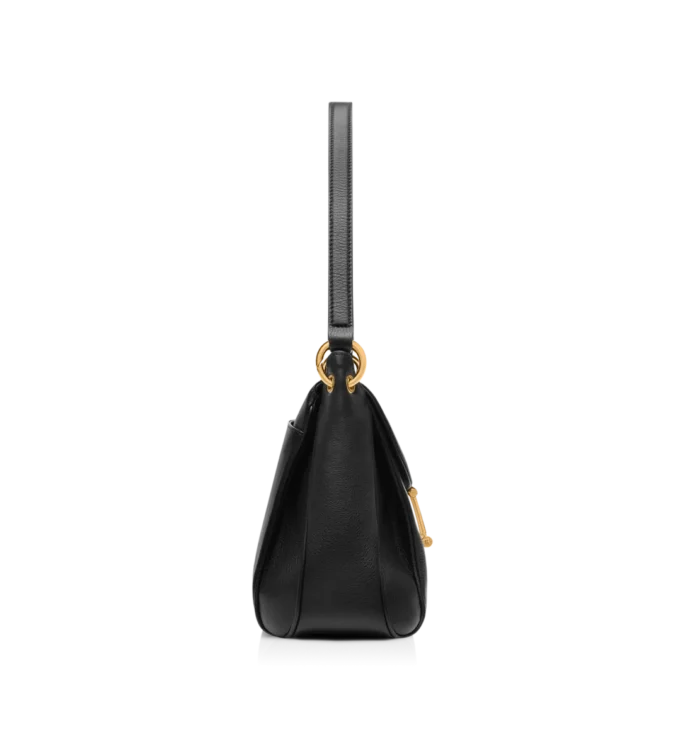Borsa a tracolla media Tara in pelle a grana naturale