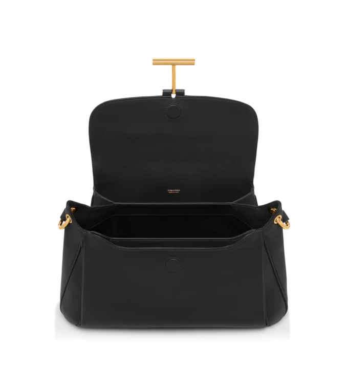 Borsa a tracolla media Tara in pelle a grana naturale