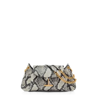 Borsa a tracolla Tara con catena in pelle di pitone stampata