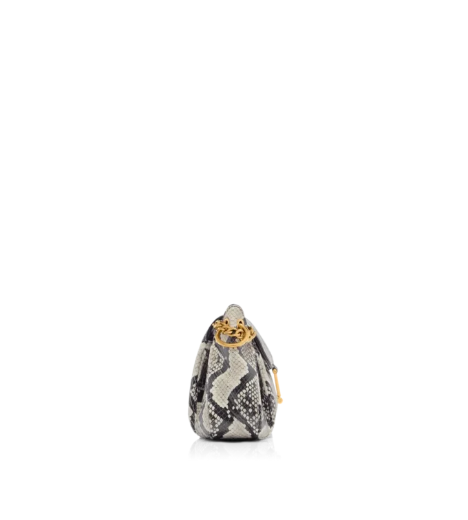 Borsa a tracolla Tara con catena in pelle di pitone stampata Borsa a tracolla Tara con catena in pelle di pitone stampata